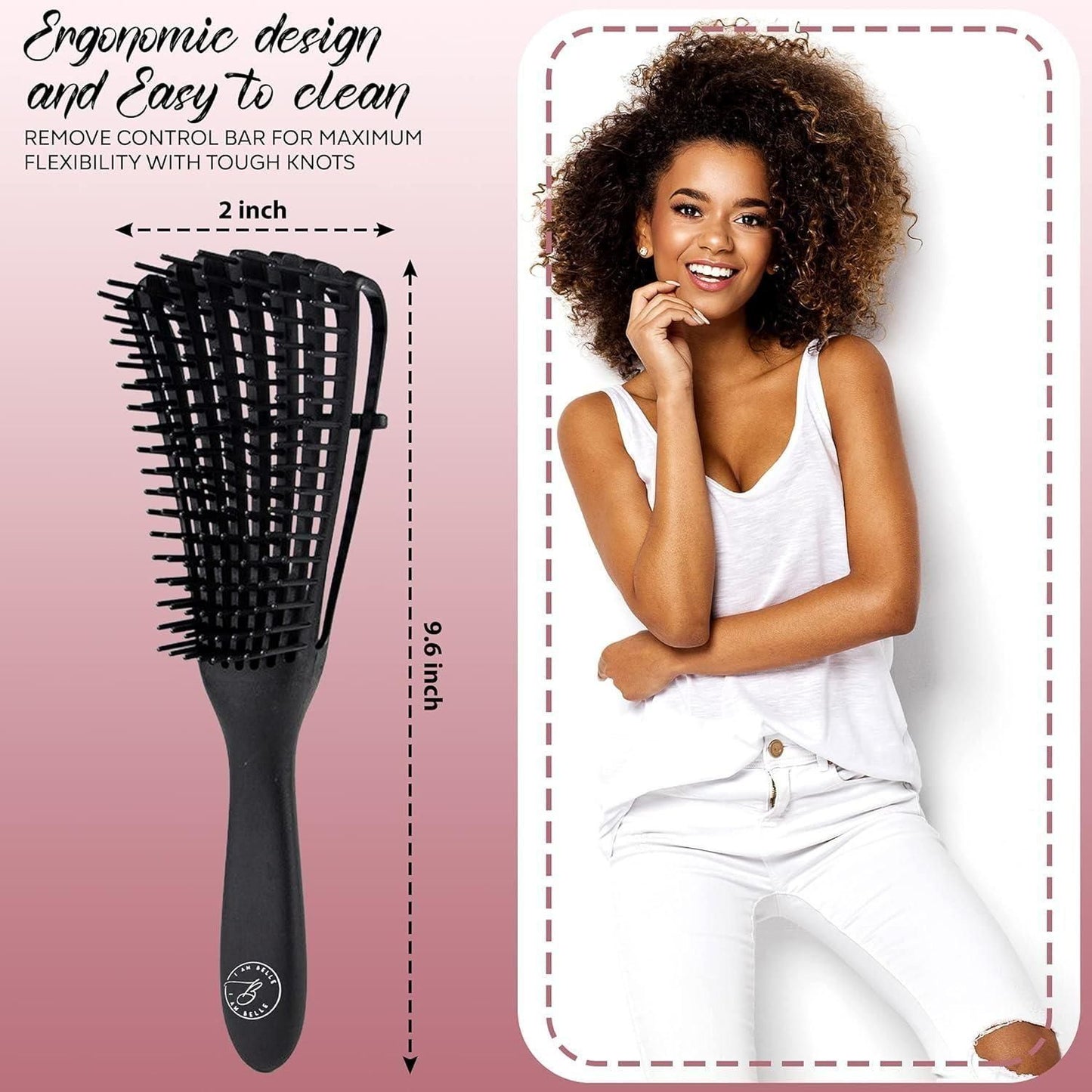 Brush for Detangling and Defining Curly and Afro hair - Anti-tangle comb